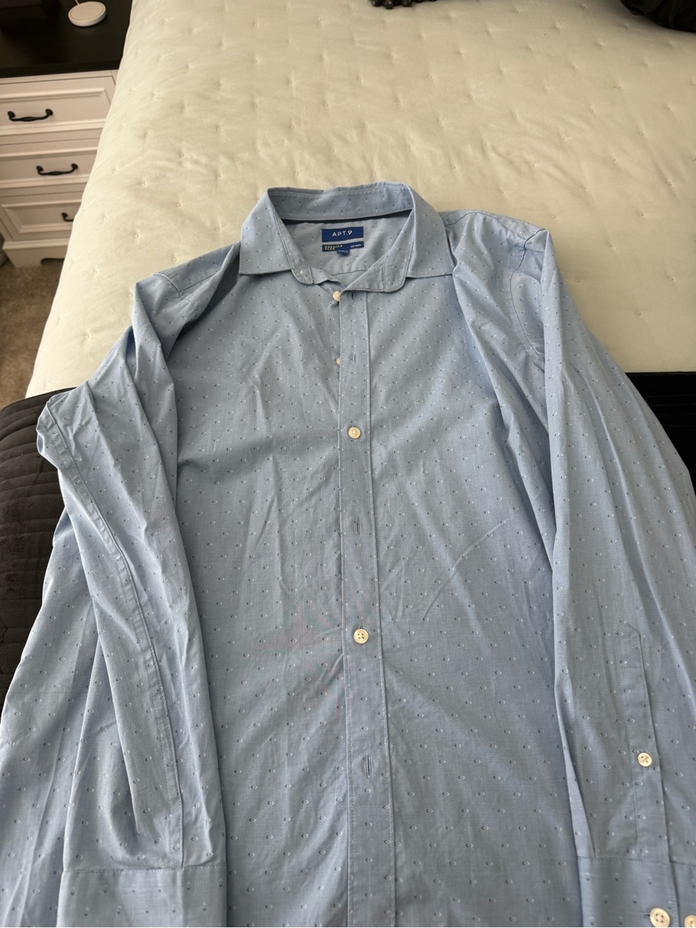 Apt. 9 Light Blue Dot Pattern Men's Dress Shirt
